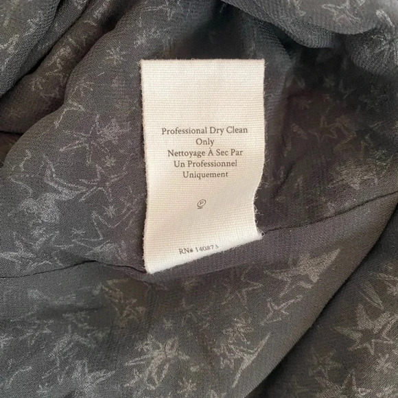 LoveShackFancy Black and White Star Kaia Dress Elastic Waist Long Sleeve Size L - Picture 9 of 9